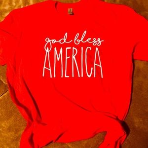 God Bless America red tee shirt